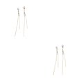 thumbnail image 1 of Qarigey Pendientes Borla larga Zircon Pendientes Decoración de la boda Mujeres diario Oro Oro 2piezas, 1 of 6