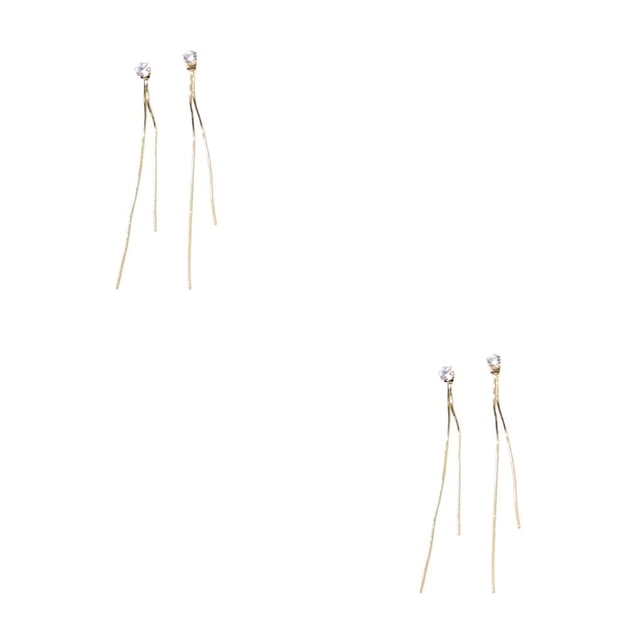Qarigey Pendientes Borla larga Zircon Pendientes Decoración de la boda Mujeres diario Oro Oro 2piezas