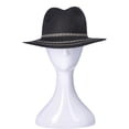 thumbnail image 3 of Time and Tru Women's Striped Straw Panama Hat, Black, 3 of 4