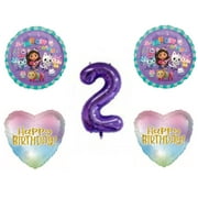Gabby's Dollhouse 2nd Second Birthday Party Balloons Decorations Cats Purple
