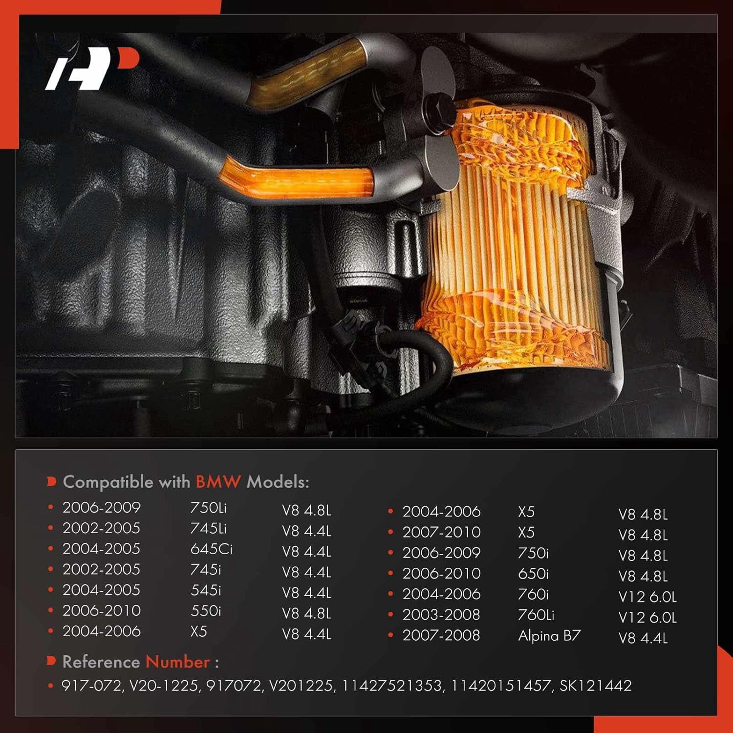 A-Premium Oil Filter Housing Cover Cap Compatible with BMW E60 545i 550i E63/E64 645Ci 650i E65/E66 745i 750i 760i Alpina B7 X5 E53 E70 4.4L 4.8L 6.0L Fits select: 2006 BMW 750 LI