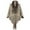 Khaki, variant on Xfvqtps Women Cape Faux Fur Collar Fringed Hem Colorful Striped Crochet Open Front Loose Windproof Coldproof Warm Winter Long Coat Khaki