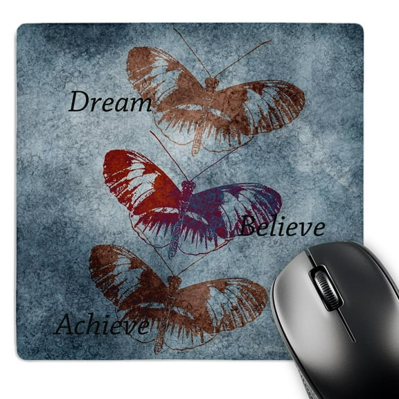 3dRose, Dream, Believe, Achieve Inspirational Words Butterflies, MousePad