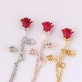 thumbnail image 5 of Rose Flower Bracelet for Women Red Rose Chain Bracelet Charm Romantic Flower Bracelet Link Fashion Valentine's Day Lover Couple Jewelry Gifts, 5 of 14