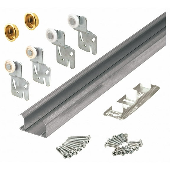 Slide-co By-Pass Closet Track Kit, 72 In., 2-Door Hardware, Brass-Plated Pulls (1-Kit)