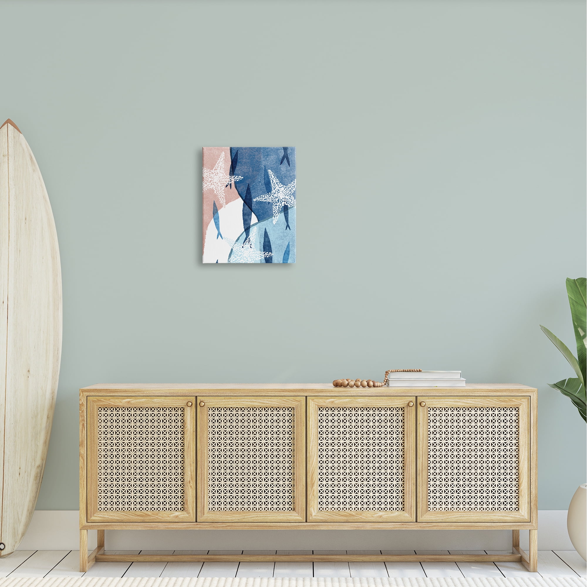 Stupell Industries Abstract Fish Swimming Speckled Starfish Blocked Design Painting Gallery Wrapped Canvas Print Wall Art, Design by Ziwei Li