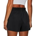 thumbnail image 4 of Olyvenn Womens Shorts Summer Elastic Waist Shorts Casual Ruffled Solid Color Shorts Ladies Comfy Lightweight Shorts with Pockets Black M, 4 of 8