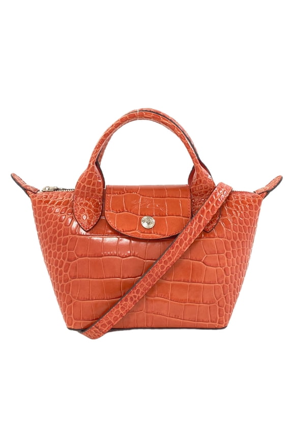 Pre-Owned Longchamp Le Pliage Embossed Leather 2-Way Handbag for Women