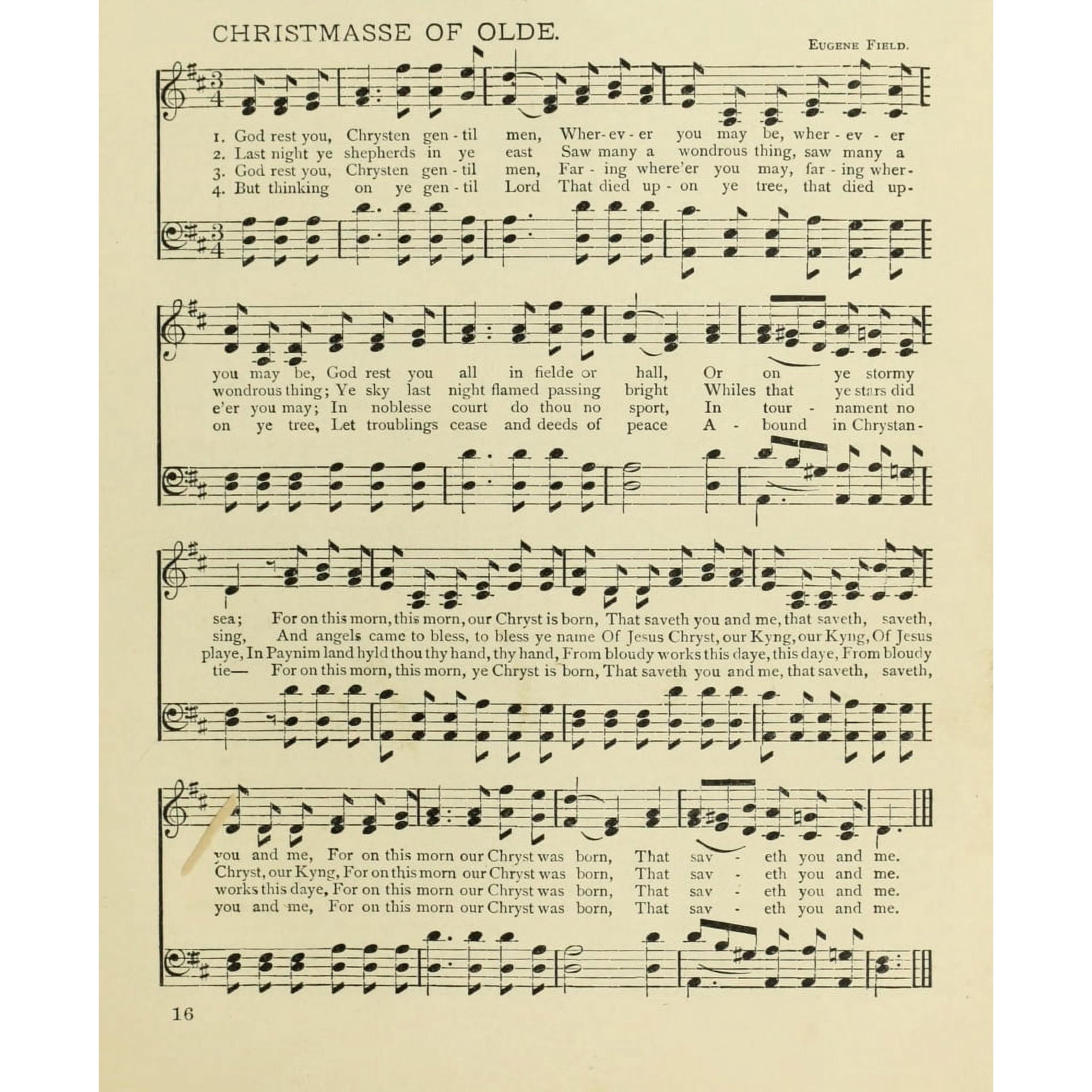Christmasse of Olde Christmas in Song 1891 Canvas Art - (24 x 36)