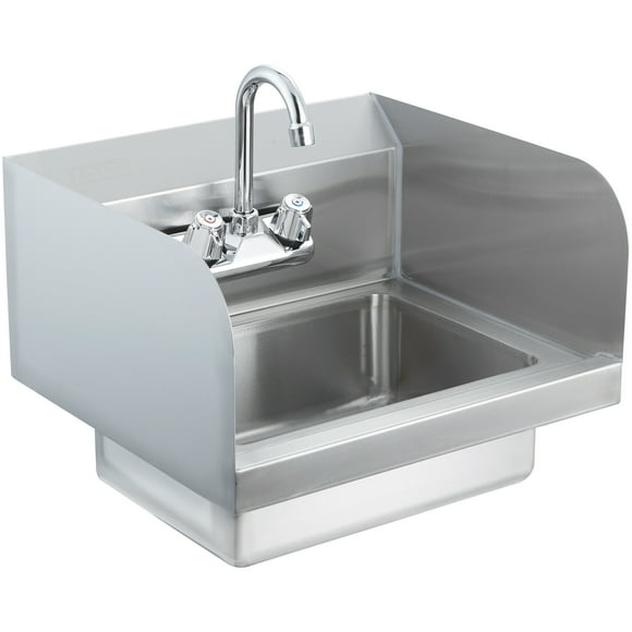 VEVOR Commercial Hand Sink with Faucet and Side Splash, NSF Stainless Steel Sink for Washing, Small Hand Washing Sink, Wall Mount Hand Basin 17x12.8 inch