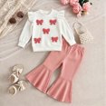 thumbnail image 2 of HCNTES Baby Girl Winter Clothes Girls Outfits Toddler Long Sleeve Tops Shirt Floral Prints Flare-Leg Pants Clothing Set Girls Suit, 2 of 7