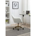 thumbnail image 5 of Modern Rolling Teddy Fabric Executive Office Chair with Adjustable Height and 360 Revolving, Swivel Accent Back Armchair with Wheels and Golden Base, Upholstered Vanity Chair, White, 5 of 9