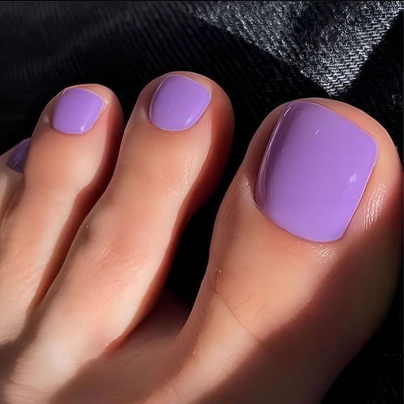 RAGUPEL 2026 New Purple Toe Nails Press on Acrylic Toenails Artificial Press on Toes Nails Purple Full Cover Fake Toe Nails Full Cover Toenail Press Ons Natural Glossy Glue on Toenail for Women 24Pcs