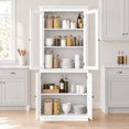 thumbnail image 7 of Homfa 71"H Pantry Cabinet with Tempered Glass Doors, 5 Tier Cupboard with Adjustable Shelf for Kitchen Dining Room, White, 7 of 7