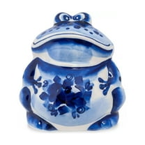 Frog Figurine. Blue&White Porcelain. Gzhel