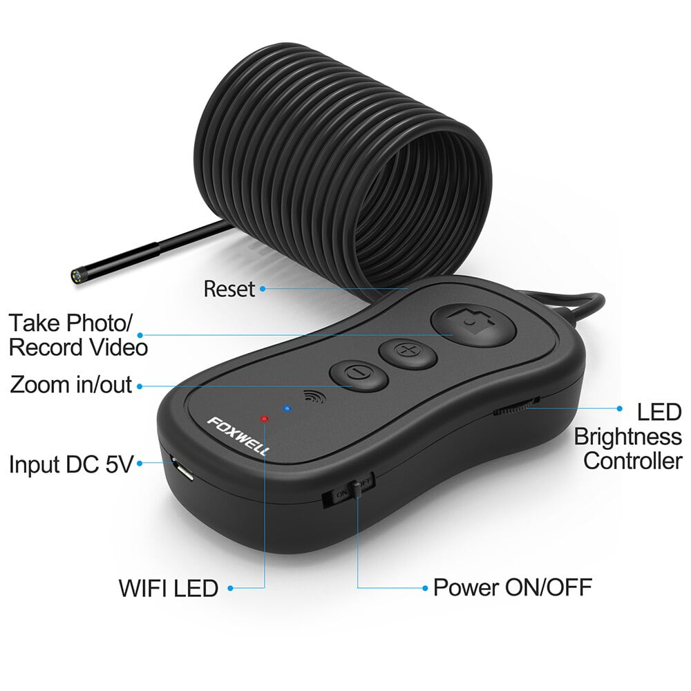 Foxwell Wireless Endoscope 5.5mm WiFi Borescope Inspection Camera 1080P HD