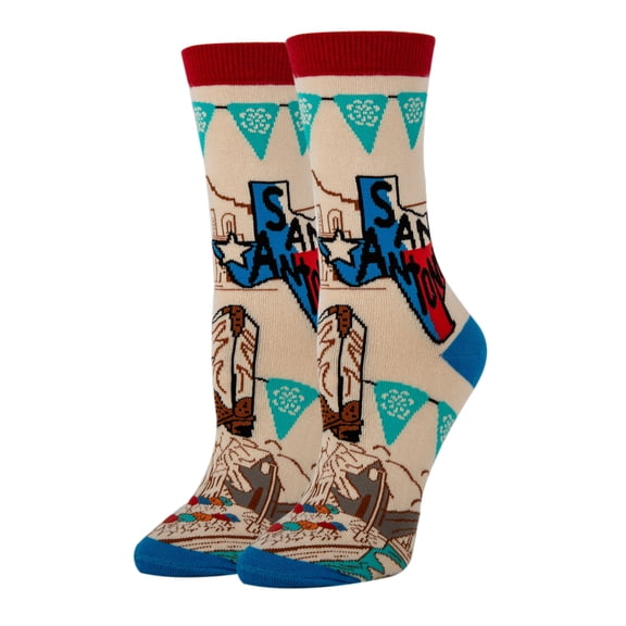 OoohYeah Women’s Funny Novelty Crew Socks, Cool Crazy Comfort Cotton Dress Socks, San Antonio