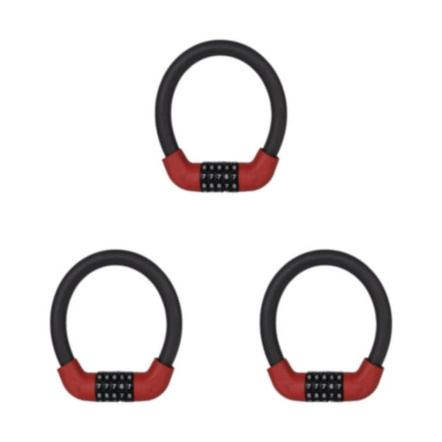 ZheElen Flexible Bike Lock Universal Anti-theft 5 Digit Password Safety Number Thickened Locks Padlock Electric Vehicle Mini/Red 3Set