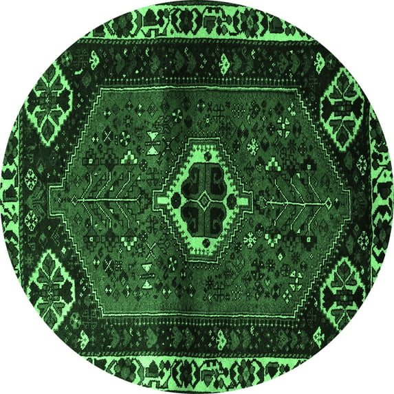 Ahgly Company Indoor Round Persian Emerald Green Traditional Area Rugs, 6' Round