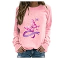 thumbnail image 2 of CLOISE Pink Breast Cancer Sweatshirt Women Breast Cancer Support Sweatshirts Butterfly Ribbon Oversized Crew Neck Long Sleeve Hoodie Cancer Awareness Shirts Loose Pullover Blouses in October Outfits, 2 of 4