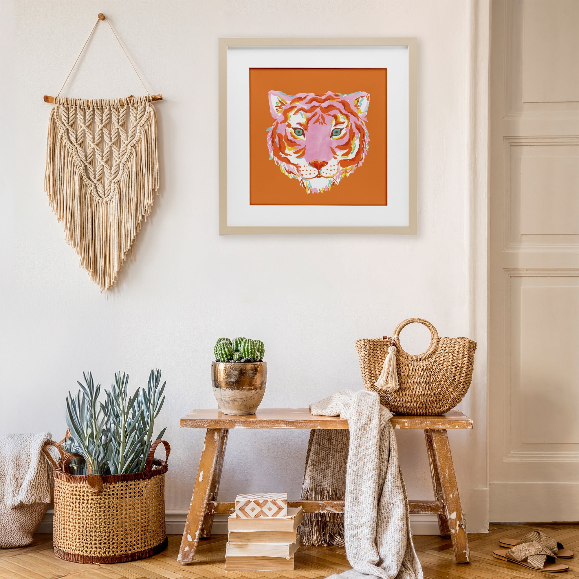 Stupell Industries Fun Bold Orange Tiger Birch Framed Print Under Glass, design by Karolina Sato