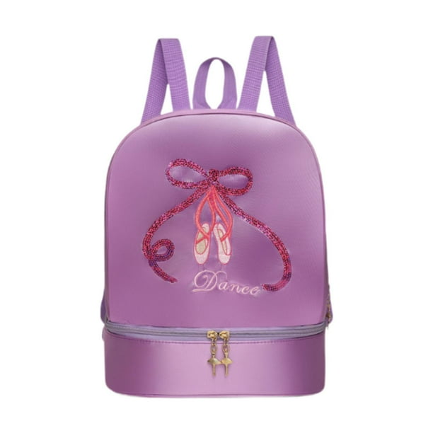 Mochila de ballet para danza, bolsa para claqué, gimnasia deportiva Púrpura