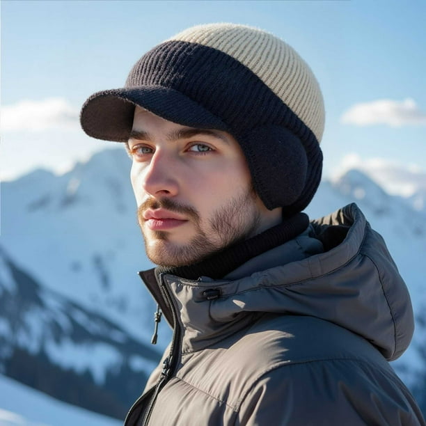 Gorro de Invierno de Punto con Orejeras, Forro de Polar, Transpirable y que Absorbe la Humedad, Construcción de Doble Capa para Golf, Pesca, Jogging y Actividades Invernales Diarias.