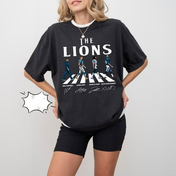Detroit Football Abbey Road Lions Walking Shirt Gift For Fan