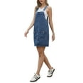 thumbnail image 4 of INSPIRE CHIC Denim Overall Dress for Women's Casual Summer Loose Romper Sleeveless Jean Mini Dress XS Blue, 4 of 6