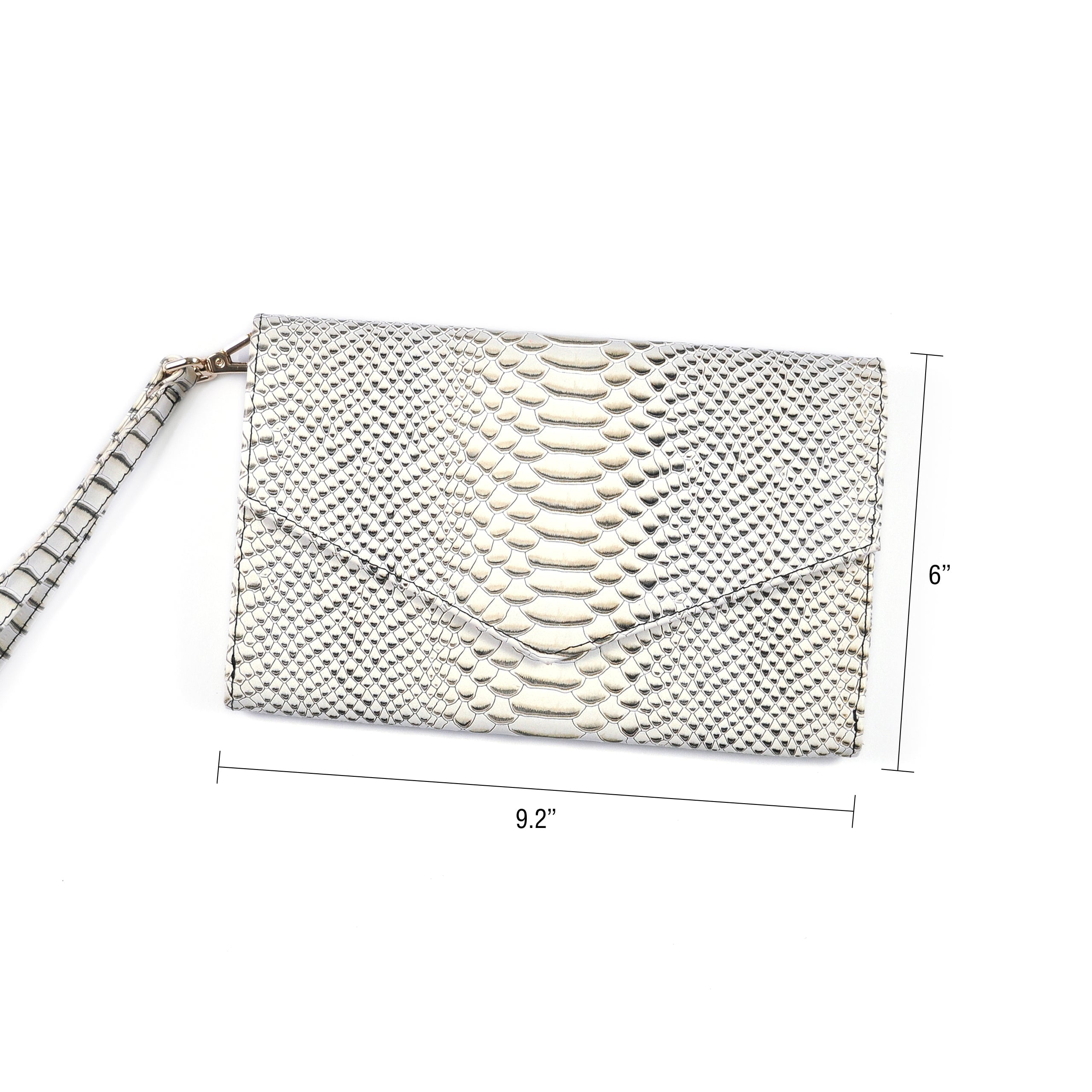 White snakeskin top clutch bag
