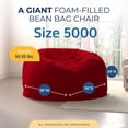 thumbnail image 3 of Ultimate Sack 5ft Bean Bag Chair and Footstool, Oversized Lounger, Red Suede, 3 of 6