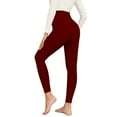 thumbnail image 5 of GILIGEGE Women's Casual Sherpa Lined Warm Leggings Thicken Heavy Jogger Pants,Leggings with Pockets for Women,High Waisted Winter Thermal Warm Sherpa Leggings,Tummy Control Yoga Pants Wine M, 5 of 6