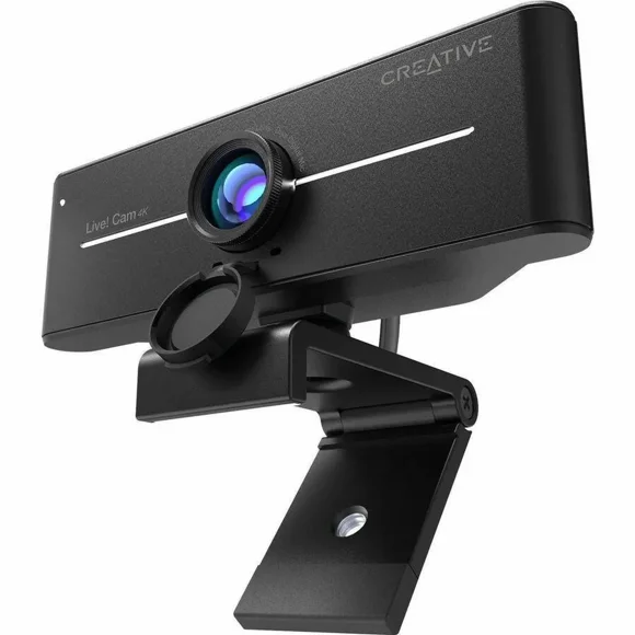 Creative Live! Caméra Web 4K UHD USB avec Compensation du Rétroéclairage - jusqu'à 60 Ips, Objectif Grand-Angle à 95°, Objectif de Confidentialité, Micros Intégrés, Branchez et Utilisez pour PC et Mac