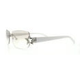 thumbnail image 6 of Womens Rimless Star Rhinestone Jewel Rectangle Wrap Fancy Sunglasses Silver White - Clear, 6 of 9