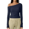thumbnail image 1 of Top con hombros descubiertos para mujer - Blusa ajustada de manga larga - Diseño con bloques de color, sexy con un solo hombro, ideal para salir por la noche y para combinar con otras prendas infor, 1 of 4