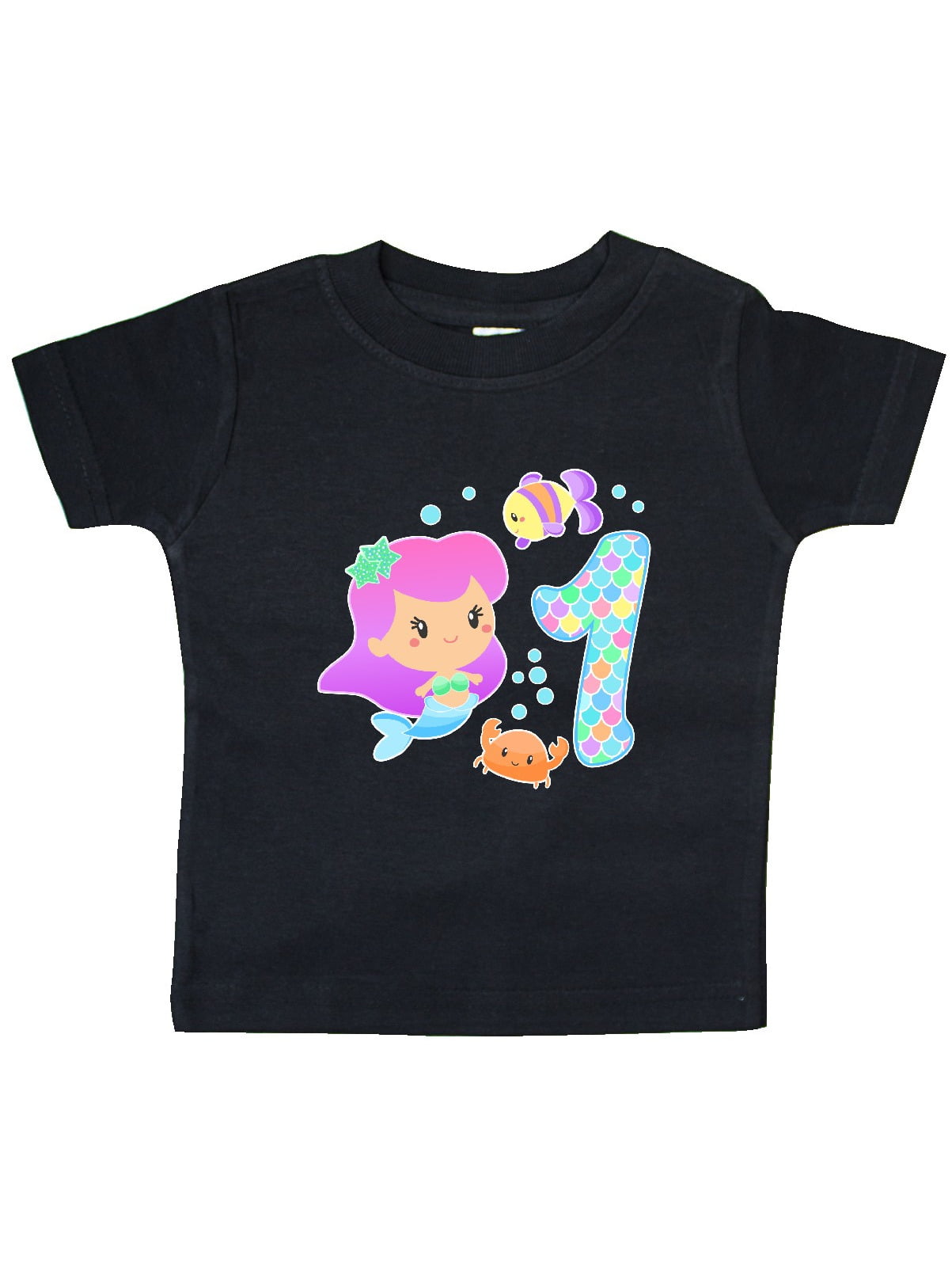 inktastic Birthday Mermaid with Fish and Crab Baby T-Shirt 