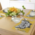thumbnail image 4 of Ambesonne Animal Place Mats Set of 4, Hipster Kitten Cat, Standard Size, Mustard Grey, 4 of 6