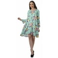 thumbnail image 3 of Moomaya Rayon Flared Dress For Womens Long Sleeve Printed V-Neck Casual Beach Dress For Girls, 3 of 7