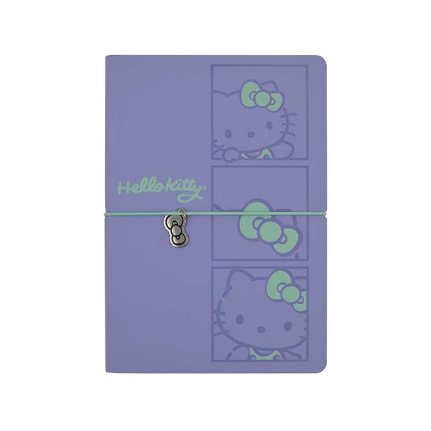 Libreta De Notas Hello Kitty Premium 21 x 14 cm, 192 Páginas Decoradas, Hojas Puntuadas, Elástico De Cierre, Listón Separador, Pasta Dura Danpex