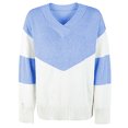 thumbnail image 3 of Gibobby Sueter para mujer Suéter informal cómodo con cuello en V y bloque de color para mujer para otoño e invierno(Azul,CH), 3 of 5