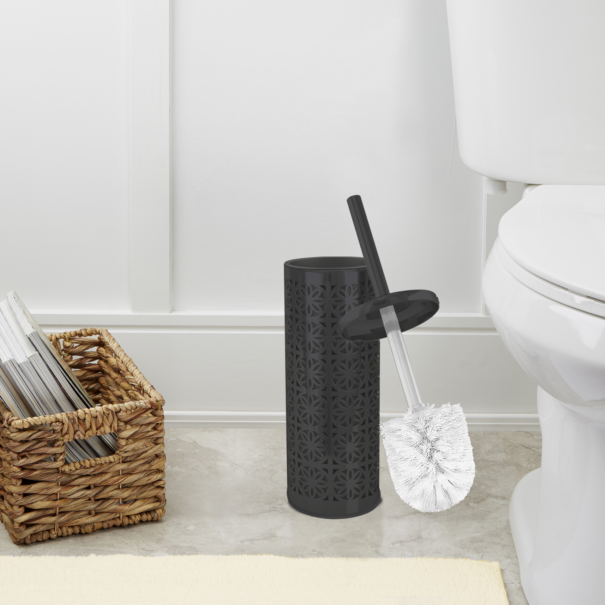 nu steel Laser Cut Oil-Rubbed Bronze Toilet Brush Holder with Lid  TBH-03-ORB