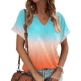 thumbnail image 2 of XuJwPNcy Women's T-Shirts Dressy Tunic Tops Short Sleeve Tie Dye Print Blouses V Neck Summer Cute Clothes, 2 of 5