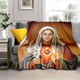 thumbnail image 1 of Impresión 3D de la Virgen María de Jesús, mantas de franela cálidas, ropa de cama de viaje, mantas finas, 1 of 4
