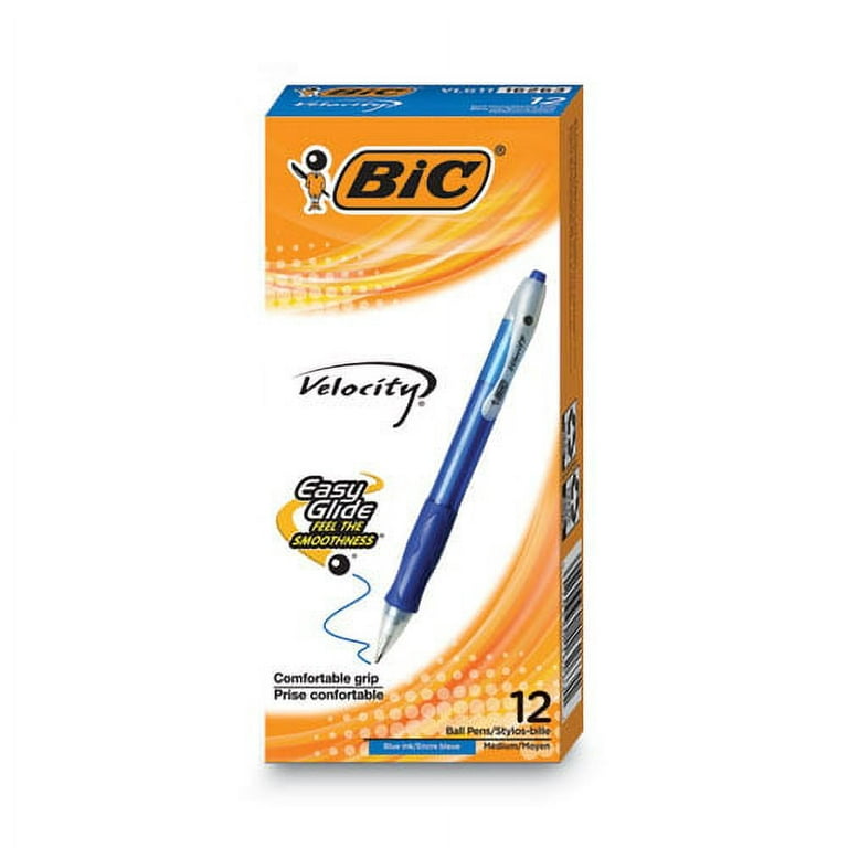  BIC Velocity Easy Glide Ballpoint Pen, Retractable, Medium 1  Mm, Blue Ink, Translucent Blue Barrel, Dozen : Rollerball Pens : Office  Products