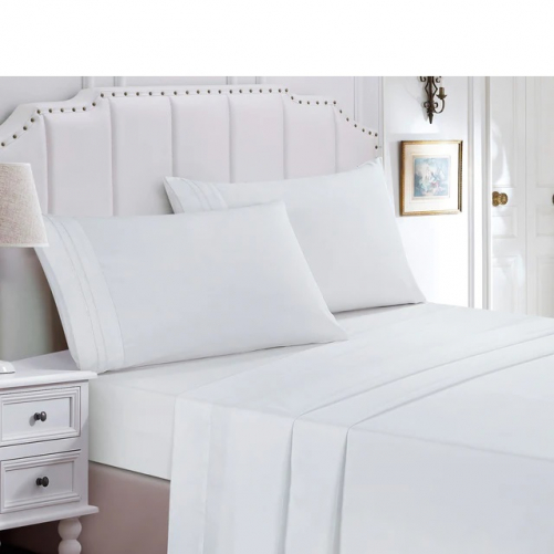 White Bed Sheets Set Queen King Full Deep Pocket 4 Piece