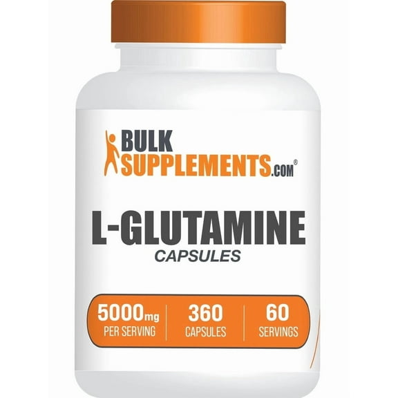 BulkSupplements L-Glutamine Capsules - Amino Acid Supplement, Glutamine Supplement - Gluten Free, 6 Capsules per Serving (5000mg), 360 Count