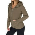 thumbnail image 2 of Sudaderas con Capucha y Cremallera para Mujer, Chaquetas de Forro , Sudaderas de Gran Tamaño, Conjuntos de Moda de Otoño, Suéteres, Ropa de Invierno. Color Café XL, 2 of 10