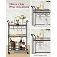 thumbnail image 2 of 3-Tier Bar Serving Cart with Mirrored Glass Shelves, Removable Wine & Glass Holders, Swivel Wheels - Compact for Kitchen, Apartment, Small Spaces - Black, 2 of 6