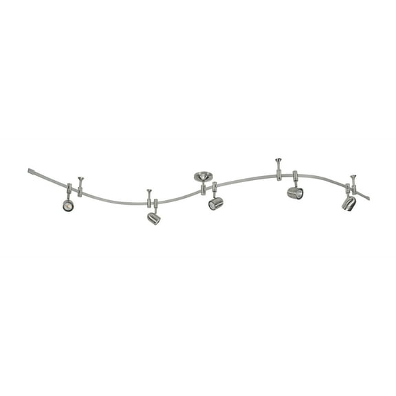 Cresswell Lighting 96" Transitional Brushed Nickel 5-Light Flexible Track Lighting Kit with Metal Shades, LED Bulbs Included