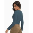 thumbnail image 3 of Womens Long Sleeve Shirts Basic Crop Tops Going Out Fall Fashion Underscrubs Layer Slim Fit Tops, 3 of 6
